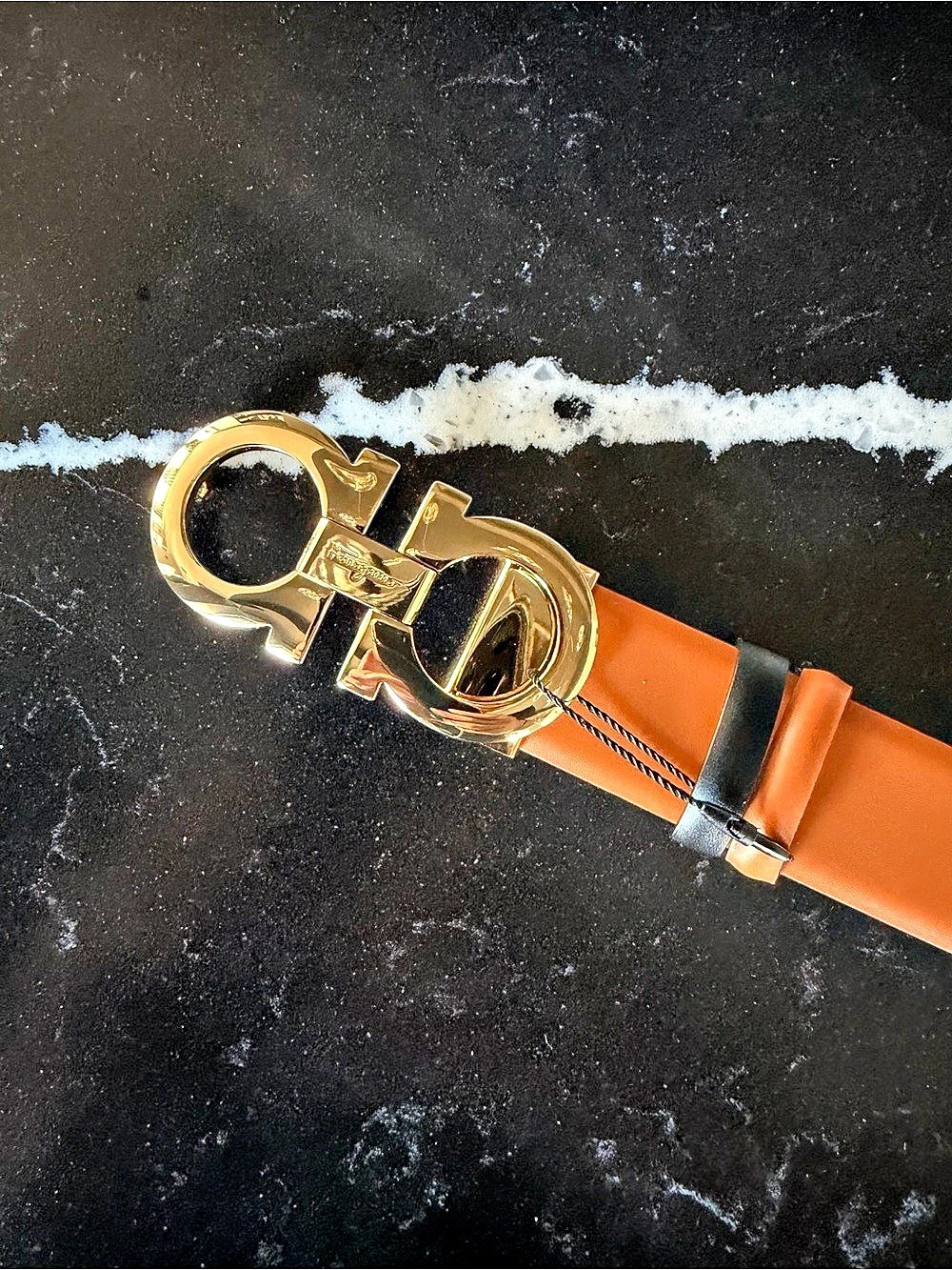 Salvatore Ferragamo Reversible Gancini Belt Reversible Leather Belt Black/Orange